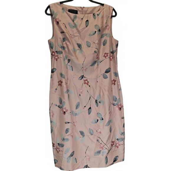 Spenser Jeremy womens size 12 sheath dress blush pink floral 100% silk